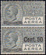 1927 - 50 Cent. Su 60 Cent., Coppia Verticale, Un Esemplare Con Le Sole Sbarrette Della Soprastampa ... - Non Classificati