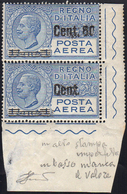 1927 - 80 Cent. Su 1 Lira, Soprastampa Incompleta In Coppia Con Il Normale (9f,9), Angolo Di Foglio,... - Ohne Zuordnung