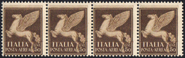 1930 - 50 Cent. Imperiale, Doppia Stampa (11a), Striscia Orizzontale Di Quattro, Gomma Integra, Perf... - Ohne Zuordnung