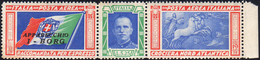 1933 - 5,25 + 19,75 Lire Trittico I-BORG, Varietà "ciuffo" (51Da), Bordo Di Foglio, Gomma Integra, P... - Non Classificati