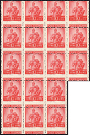 1947 - 10 Lire Arancio Democratica, Blocco Di 18 Esemplari Con Dentellatura Orizzontale Fortemente S... - Ohne Zuordnung