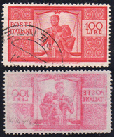 1946 - 100 Lire Democratica, Dent. 14 1/4 X 14 1/4, Decalco (565/Iz), Usato, Perfetto.... - Non Classificati