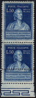 1949 - 50 Lire Volta, Doppia Dentellatura In Basso (612g), In Coppia Con Il Normale, Gomma Integra, ... - Unclassified