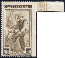 1950 - 200 Lire Lavoro, Non Dentellato A Destra (652i), Gomma Integra, Perfetto.... - Zonder Classificatie