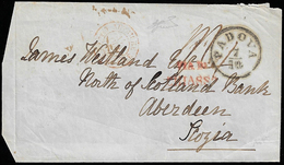 1854 - Fronte Di Lettera Con Bollo Di Arrivo Da Padova 7/10/1854 Per Aberdeen, Scozia. Bollo Di Tran... - Lombardy-Venetia