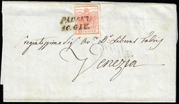 1850 - 15 Cent. Rosso, I Tiratura (3a), A Filo A Sinistra, Su Lettera Da Padova 10/6/1850 (primi Gio... - Lombardy-Venetia