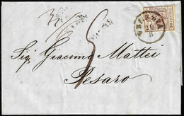 1855 - 30 Cent. Bruno Lillaceo, II Tipo (9), Perfetto, Su Lettera Insufficientemente Affrancata Da V... - Lombardy-Venetia