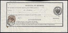 1856 - 30 Cent. Bruno Lillaceo, II Tipo, Carta A Mano (9), Perfetto, Su Ricevuta Di Ritorno Da Colog... - Lombardy-Venetia
