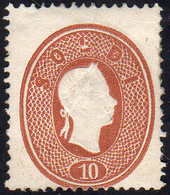 1862 - 10 Soldi Bruno (34), Nuovo, Perfetto, Gomma Non Originale, Valutato Per Senza Gomma. Raro. Ce... - Lombardo-Venetien