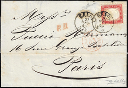 1862 - 40 Cent. Rosso Carminio, Filetto Di Inquadratura Esterno A Sinistra (3p), Bordo Di Foglio, Pe... - Other & Unclassified