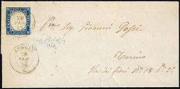 1863 - 15 Cent. Azzurro (11), Perfetto, Su Sovracoperta Di Lettera Da Loggia 28/2/1863 (punti 11) A ... - Andere & Zonder Classificatie