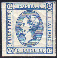 1863 - 15 Cent. Azzurro, Litografico, I Tipo, Gomma Screpolata (12, Nota), Gomma Originale Integra, ... - Altri & Non Classificati