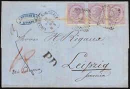 1868 - 60 Cent. De La Rue, Tiratura Di Torino (T21), Tre Esemplari, Piega Orizzontale, Su Lettera Da... - Other & Unclassified