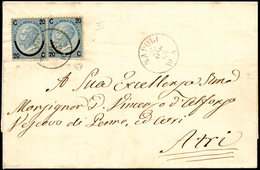 1865 - 20 Cent. Su 15 Cent. Ferro Di Cavallo, III Tipo (25), Due Esemplari, Uno Con Evidente Interru... - Other & Unclassified