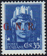 1943 - 35 Cent. Soprastampa G.N.R. Di Brescia, III Tipo (476/III), Gomma Integra, Perfetto. Fiecchi,... - Altri & Non Classificati