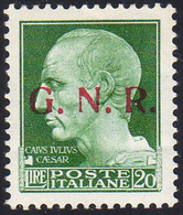 1943 - 20 Lire Soprastampa G.N.R. Di Brescia, II Tipo (487/II), Nuovo, Gomma Originale Integra, Perf... - Altri & Non Classificati