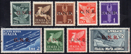 1944 - Soprastampati G.N.R. Di Verona (117/125), Gomma Originale, Perfetti. Sassone, Cert. Ferrario ... - Altri & Non Classificati