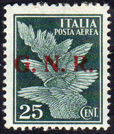 1943 - 25 Cent. Soprastampa G.N.R. Di Brescia, II Tipo (117/II), Nuovo, Gomma Originale, Perfetto. R... - Other & Unclassified