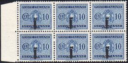 1944 - 10 Cent. Soprastampa Piccolo Fascio Fortemente Spostata In Basso (61), Blocco Di Sei, Gomma I... - Sonstige & Ohne Zuordnung