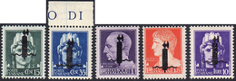 1944 - Soprastampati Fascio Grande In Nero, Serie Completa Di 5 Valori (P11,P12,P12A,P13,P14A), Gomm... - Altri & Non Classificati