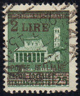 1945 - 2 Lire Su 25 Cent. Verde, Soprastampa In Rosso Bruno (525A), Usato, Perfetto, Annullo Origina... - Altri & Non Classificati