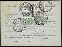 PACCHI POSTALI 1946 - 4 Lire Soprastampato, Coppia, In Affrancatura Mista Con 2 Lire Fascetto Di R.S... - Altri & Non Classificati