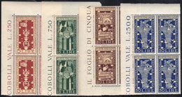 1949 - Biennale Di  Venezia, (594/7) Blocchi Di Quattro Angolo Di Foglio, Gomma Originale Integra, P... - Altri & Non Classificati