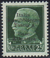 BASE ATLANTICA 1943 - 25 Cent., Varietà Di Soprastampa "Fascis A" Senza La "t" (9f), Gomma Integra, ... - Non Classificati