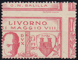 LIVORNO 1930 - 30 Cent. Rosa Lilla, Dentellatura Fortemente Spostata In Alto E A Destra (1b), Gomma ... - Non Classificati