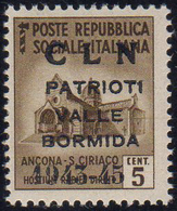 VALLE BORMIDA 1945 - 5 Cent. Bruno, Soprastampa Modificata (1A) Nuovo, Gomma Originale Integra, Perf... - Centraal Comité Van Het Nationaal Verzet (CLN)