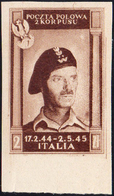 1946 - 2 Z. Bruno Cioccolato Scuro Vittorie Polacche, Carta Bianca, Non Dentellato (8Ba), Bordo Di F... - 1946-47 Zeitraum Corpo Polacco