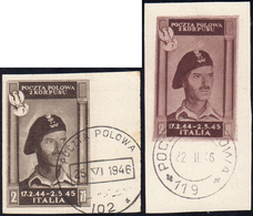 1946 - 2 Z. Bruno Nero, 2 Z. Bruno Lillaceo Vittorie Polacche, Non Dentellati (16A,17A), Bordo Di Fo... - 1946-47 Corpo Polacco