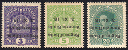 VENEZIA GIULIA 1918 - 3 H, 5 H E 20 H, Soprastampa Capovolta (1aa,2aa,7aa), 20 H. Senza Punto Dopo 1... - Sonstige & Ohne Zuordnung