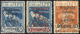 FIUME 1920 - Soprastampati "Reggenza Italiana Del Carnaro" (147/148/146A), Usati, Perfetti. A.Diena,... - Andere & Zonder Classificatie