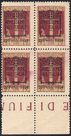 FIUME 1924 - 2 Lire Bruno Carminio Annessione (223a), Blocco Di Quattro, Bordo Di Foglio, Gomma Inte... - Other & Unclassified