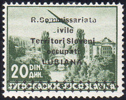 LUBIANA POSTA AEREA 1941 - 20 D. Dent. 12 1/2 X 12 3/4 (7/I), Varietà "ivile" Senza La "C", Gomma In... - Andere & Zonder Classificatie