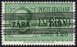 ZARA ESPRESSI 1943 - 1,25 Lire Soprastampato, Soprastampa Obliqua (E3), Gomma Originale, Perfetto. B... - Andere & Zonder Classificatie