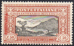 1924 - 50 Cent. Manzoni, Saggio Con Soprastampa Verticale (P6), Perfetto, Gomma Originale Integra. R... - Cirenaica