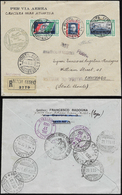 POSTA AEREA 1933 - 5,25 + 44,75 Lire Trittico Crociera Nord Atlantica (29), Applicato Con Sezioni Se... - Egée