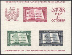 NAZIONI UNITE ONU NEW YORK 1955 - 10° Anniversario Nazioni Unite, Dieci Foglietti (BF1), Gomma Integ... - Sonstige & Ohne Zuordnung