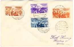 1937 Brief Mit Vier Marken Italienisch Etiopia Gestempelt Adis Abeba; Arrivi E Partenze - Sonstige & Ohne Zuordnung