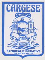 AUTOCOLLANT CARGESE LA GRECQUE .SYNDICAT D'INITIATIVE. CORSE - Stickers
