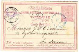 1898 Doppel Ganzsachenkarte Aus Constantinople Nach Amsterdam; Minim Fleckig - Cartas & Documentos