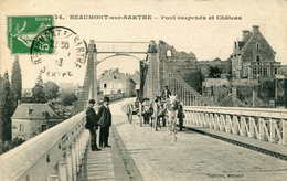 BEAUMONT Sur Sarthe =  Pont Suspendu Et Chateau     703 - Beaumont Sur Sarthe