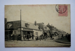 60 - Carte Très Animée   GUISCARD - Rue De CHAUNY - CAUMONT-FLAHAUX Graineterie - Guiscard