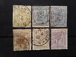 LUXEMBOURG 1882, Allegorie, 6 Timbres   Yvert No 49, 52, 54, 56 X2 Nuances, 57 , Obl Bon Etat General  Cote 33 Euros - 1882 Allégorie