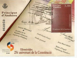 Constitució D'Andorra Any 2018.,obliterado, Primera Qualitat. High Faciale.Signature Francois Mitterrand - Gebruikt