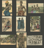 FRENCH WEST AFRICA: 9 Old Cards With Ethnic Views Of The Population Of That African Region, 1 Sent To Buenos Aires, The  - Otros & Sin Clasificación