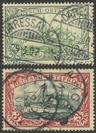 GERMAN EAST AFRICA: Sc.20 + 21, 1900 Imperial Yacht, The 2 High Values Of The Set, Used, The 3R. With Light Thin On Back - Duits-Oost-Afrika