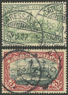 GERMAN EAST AFRICA: Sc.20 + 21, 1900 Imperial Yacht, The 2 High Values Of The Set, Used, The 3R. With Light Thin On Back - Afrique Orientale